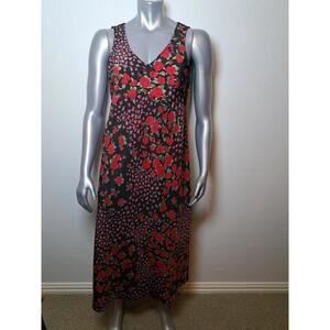 Karin Stevens Womens Black And Red Floral Fit & Flare Dress Sleeveless Size 10
